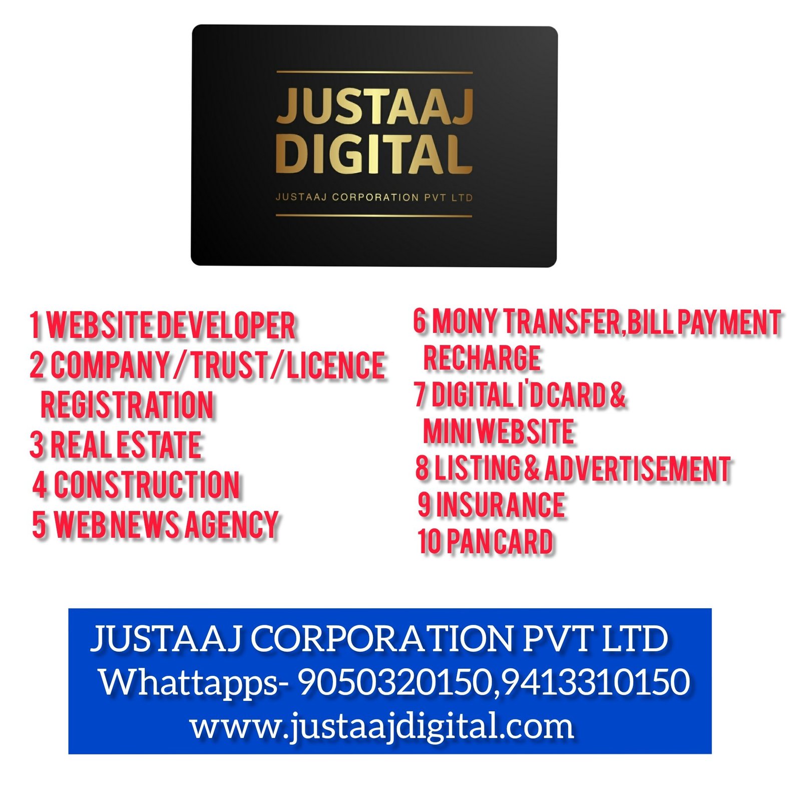 JUSTAAJ CORPORATION PVT LTD कम्पनी दे रही है आपको आपकी सिटी में सेंटर खोलने का मोखा 30+सर्विसेज के साथ